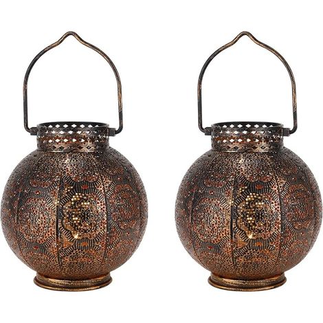 Lot de 2 lanternes marocaines sans fil – motifs illuminés