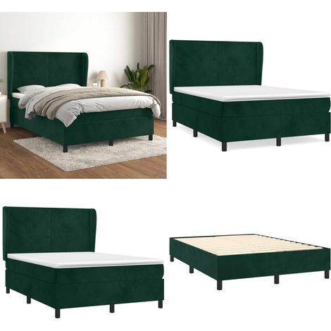 Boxspringbett mit Matratze Dunkelgrün 140x200 cm Samt - Samtbett - Boxspringbett - Doppelbett - Bettenrahmen - Luxusbett - Home & Living (1/5)
