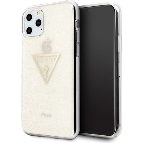 Guess GUHCN58SGTLGO iPhone 11 Goldfarbene Hartschalen-Schutzhülle mit Glitzerdreieck (1/5)