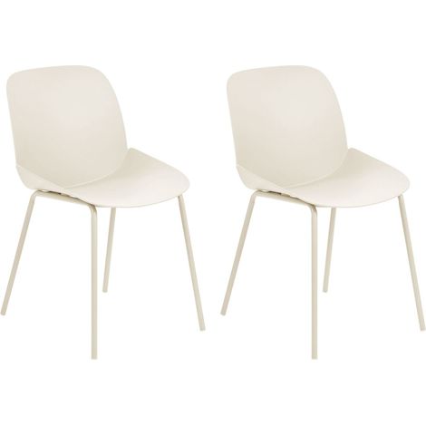 Set of 2 Dining Chairs MILACA Beige (1/5)