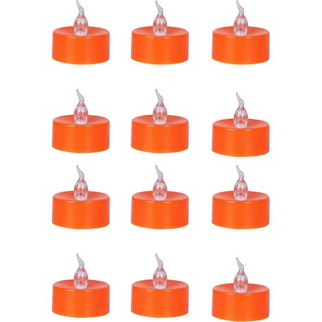 Veilleuse Halloween, lot de 12 bougies chauffe-plat orange à LED alimentées par piles avec citrouilles blanc chaud pour Halloween [jkw] (1/5)