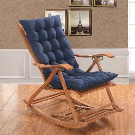 Terrasse de Jardin éPais Grand Fauteuil à Bascule Coussin, Fauteuil Inclinable Relaxer Coussin de Chais, 110 x 40cm, marine (1/4)