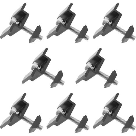 8 Pièces Pince Centrale en T pour Support de Module Solaire Support de Panneau Solaire Pince Intermédiaire Anodisée Noir avec Vis à Tête Cylindrique Et Écrou Fendu (35mm) (1/5)