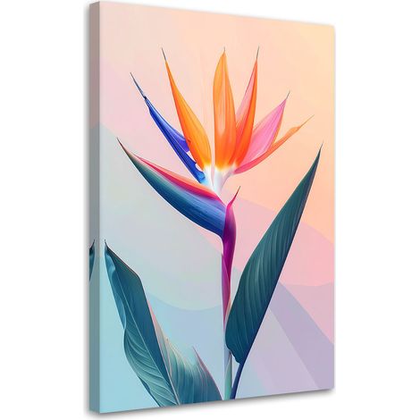 Stampe su Tela, Un fiore di strelitzia dai colori vivaci in una composizione minimalista. - 40x60 (1/2)