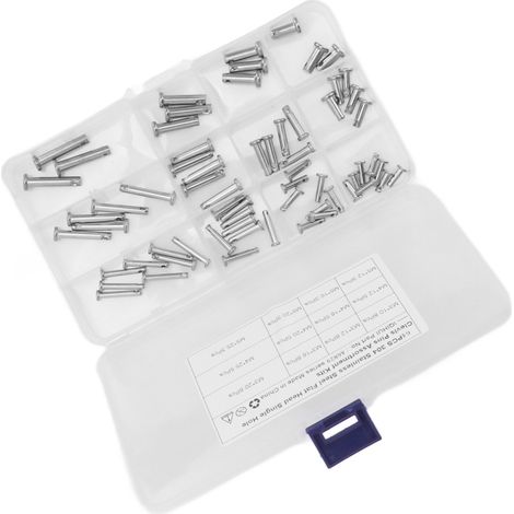 12 tailles de goupilles à chape en acier inoxydable avec un trou, tête plate, en forme de T, goupille ronde, jeu de qualité automobile, 64 pièces. (1/5)