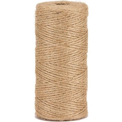 Ficelle de jute naturelle en chanvre, idéale pour les cadeaux, le bricolage, la décoration et le jardinage, 1,5 mm/200 mètres (1/4)