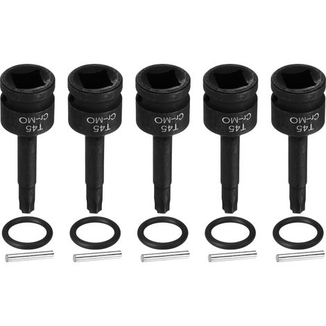 5 Pièces Douille Hexagonale À Choc, Douille Torx T45 À Embase 1/2" Pour Chocs 6 Pointes Acier CR-MO Avec Goupille Joint Torique Pour Perceuses Ateliers Garages Adaptateur (1/5)