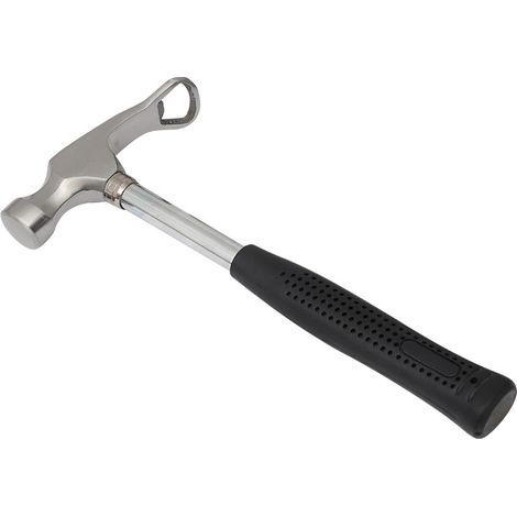 Partyhammer mit Flaschenöffner und Folienheber, ideal als Geschenk für Männer, mit Gummigriff