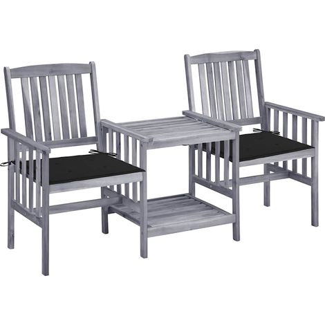 Chaises de jardin avec table à thé-Chaise de terrasse-Chaise d'extérieur et coussins Acacia solide 260928 (1/5)