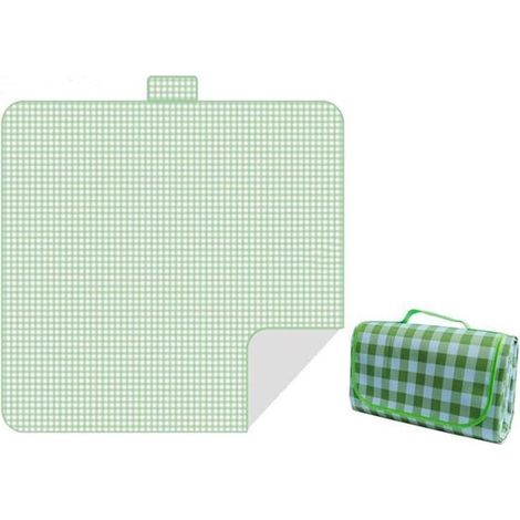 Couverture de pique-nique imperméable 150 x 201 cm, tapis de camping pliable avec poignée, résistant au sable, pour plage, parc et plein air (1/5)