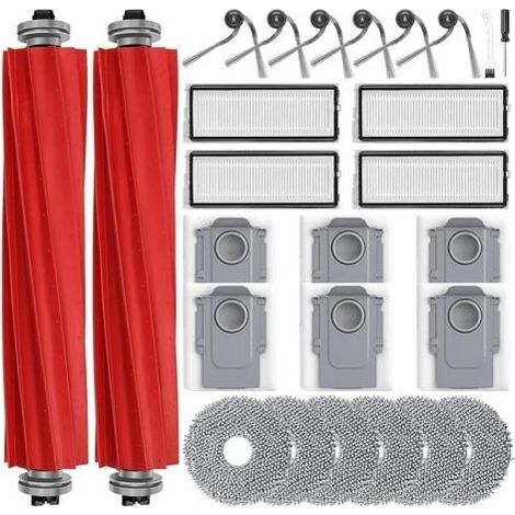 26 Rechange Accessoires pour Roborock QV 35A / QV 35S / QR 798 / QR 598 Aspirateur Robot Laveur, 6 Sacs à poussière 6 Serpillières 6 Brosse latérale 4 Filtre HEPA 2 Brosse Principale (1/5)
