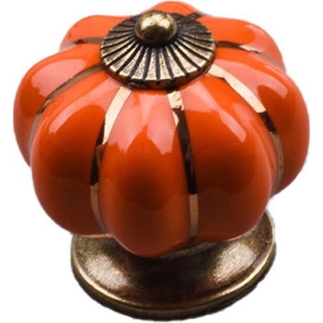 1 tirador de cerámica vintage con forma de calabaza, 40x40 mm (diámetro x altura), tirador antiguo para muebles, pomos para puertas y cajones, tirador con tornillos para cocina, armario y cómoda. (1/5)