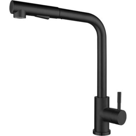 Black Kitchen Faucet with Pull-Down Sprayer and 2 Spray Modes, 304 Stainless Steel Kitchen Faucet (1/4)