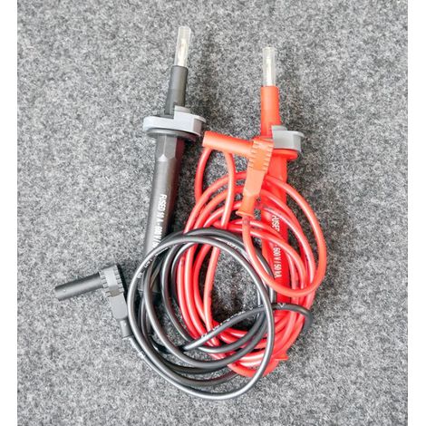 Jeu de 2 cordons rouge + noir 120mm avec pointe de touche isolé pour multimetre IP2X DERANCOURT