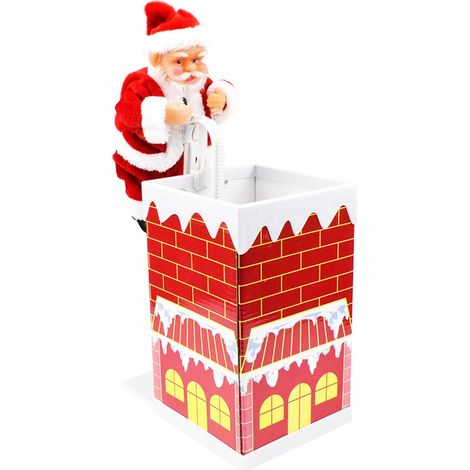 Musikalischer elektrischer Weihnachtsmann, der einen Schornstein hinaufklettert, batteriebetriebenes Weihnachtsmann-Spielzeug, Weihnachtsdekorationen, Festtagsartikel und Dekorationen für Weihnachtsfe