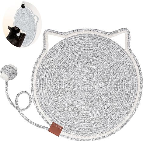 Tapis à griffer pour chat, poteau à griffer en corde de coton naturel, tapis rond horizontal de 43 cm, convient aux chats d'intérieur, aux murs, aux canapés et peut également servir de protection pour (1/4)