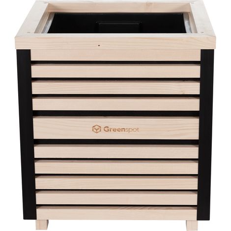 Exzellenter Holz-Blumentopf mit Latten 40x40x45cm, farblose Imprägnierung - Eleganter Blumentopf für Terrasse und Balkon für Bäume, Sträucher und Blumen - Quadratischer, massiver Blumentopf - Farbe Fa