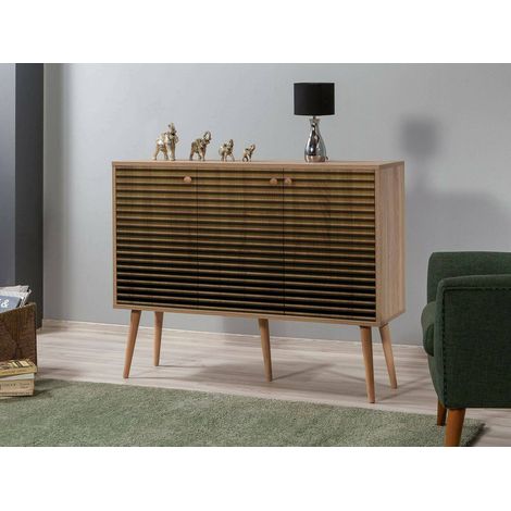 Dmora - Credenza Nunki, Buffet da soggiorno, Madia da salotto, Dispensa da cucina, 120x36h90 cm, Quercia, con imballo rinforzato, con imballo rinforzato (1/5)