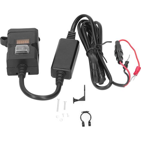 Chargeur Moto Double Port USB avec Support, Alimentation Rapide pour Téléphone GPS Navigation (1/5)