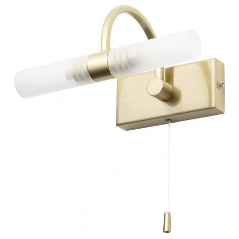 Litecraft Crista Wall Light Bathroom 2 Arm With Pull Switch - Satin Brass (1/5)