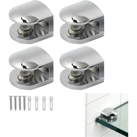 4pcs Adjustable Glass Clamp, Adjustable Glass Shelf Bracket, Glass Clamp, Glass Clamp, Glass Holder Clamp, Compatible for Bathroom, Basement, Hotel and Home (1/5)