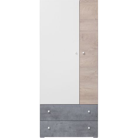 Kleiderschrank in Beton weiß Eiche SEATTLE-133 (1/5)