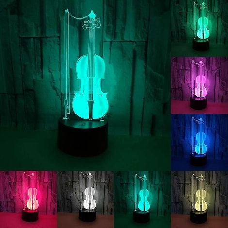Veilleuse LED 3D en forme de violoncelle, 7 couleurs changeantes, lampe de décoration pour la maison ou le bureau, éclairage créatif pour s'endormir, cadeau idéal pour les musiciens, cadeau d'annivers