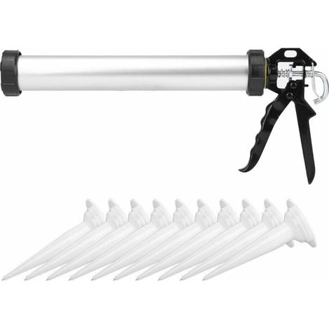 Pistolet à calfeutrer en silicone 600 ml avec 10 buses (1/5)