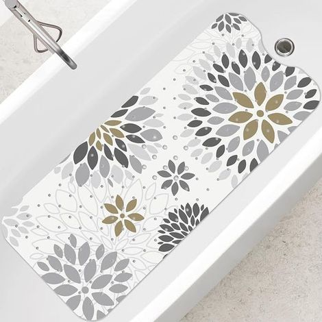 Rutschfeste Badematte, grau, 100 x 40 cm (1/2)