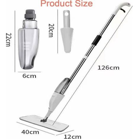 Balai Serpillère Vaporisateur, Balais Serpillère Nettoyer Sol Balai Lave Sol avec Reservoir Spray Mop Microfibre Balai Pulvérisateu (1/5)