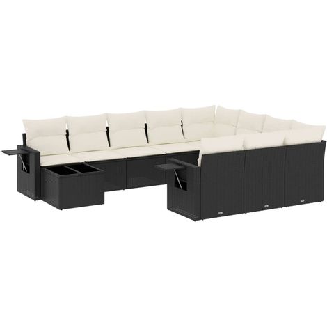Maison Exclusive - Set Divani da Giardino 11 pz con Cuscini in Polyrattan Nero