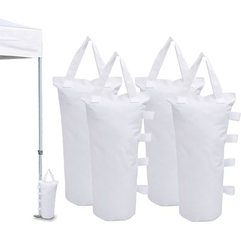 Lot de 4 Sacs de Poids pour auvent Pop-up - Sacs de Sable pour Parasol de terrasse - Abri Solaire instantané - Blanc (1/5)
