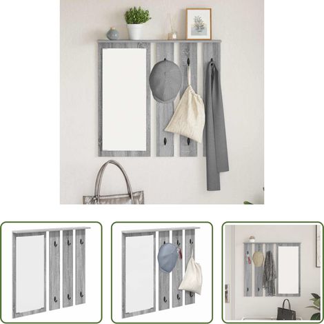Rangement entrée - Porte-manteau mural avec étagère Sonoma gris 84 x 10 x 80 cm (1/5)