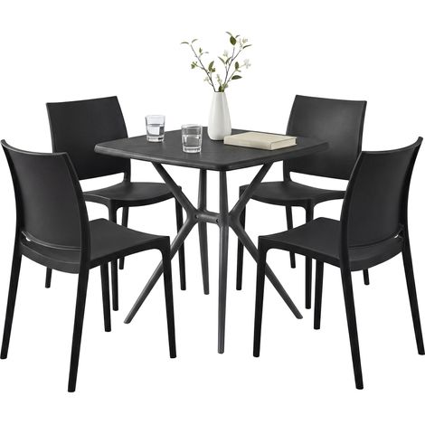 Gartenmöbel-Set Amino mit 4 Stühlen schwarz