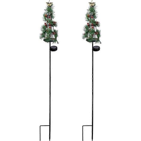 Stück Solar-Weihnachtsbaum-Gartenstecker, Kiefernnadel-Zapfen-Schild-Ornament