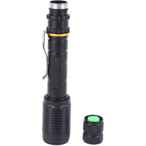 Lampe torche LED ultra-lumineuse à zoom en alliage d'aluminium, idéale pour le camping, la randonnée et l'exploration.