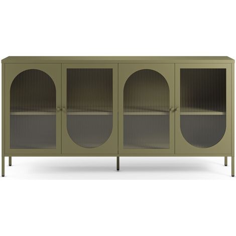 Buffet 4 portes en métal vert 160 cm - Ysia