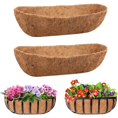 2 x Coconut Fibre Liners, 60 cm Lining, 100% Natural Coconut Fibre Mat, Thick Preformed for 60 cm, Plant Basket, Fence, Window, Garden, Animals Mat (1/5)
