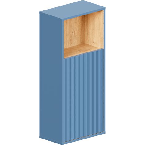 BERNSTEIN - Mobiletto a colonna pensile azzurro opaco MDF 42x95x24cm (LxAxP), cerniere flessibili sinistra/destra - BELDIVO Blu azzurro opaco