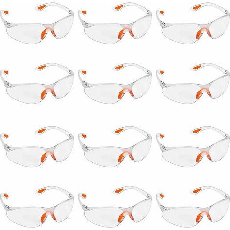 12 pcs Lunettes de Sécurité Transparentes, Lunette de Protection Travail, Surlunettes de Protection, Lunettes de Sécurité Chimie, pour Laboratoire Travail Équipement de Protection Individual (1/5)
