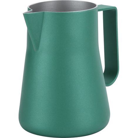 Pichet à lait en acier inoxydable 350 ml pour mousse de lait, café, latte art, tasse à verser, usage domestique, vert. (1/5)