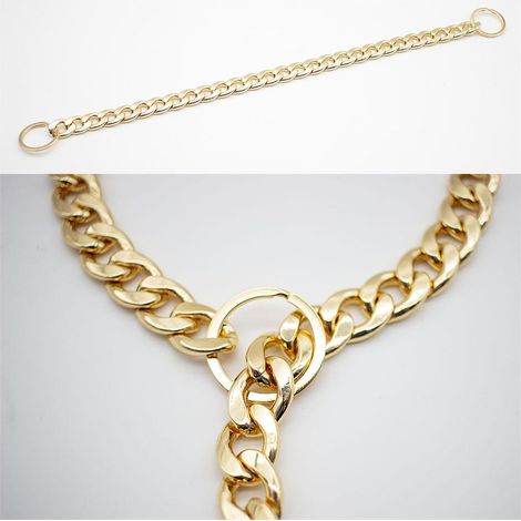 [Yue Xing Hui] Goldene Hundekette aus Metall, Haustieraccessoire, Halsband für kleine bis mittelgroße Bulldoggen, 55 cm lang, geeignet für Halsumfänge unter 50 cm. (1/5)