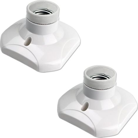 Douille de Plafonnier E27 à Vis pour Lampe Murale Intérieur, AC 230V, Support pour Ampoule LED, Base Plastique pour Plafond de Garage Atelier, Lot de 2 (1/5)