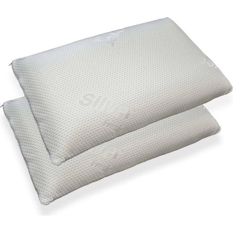 Dmora - Kopfkissen Ddimarc, Ergonomisches Kissen "Seife" aus perforiertem Memory Foam, 100 % Made in Italy, mit Silberionenbeschichtung, 71x41xh13 cm, Einzelbett