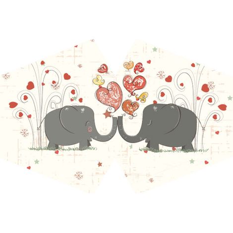 Couvre-visage mode réutilisable - Love Elephants (Adulte)- Vendu par 1 (1/4)