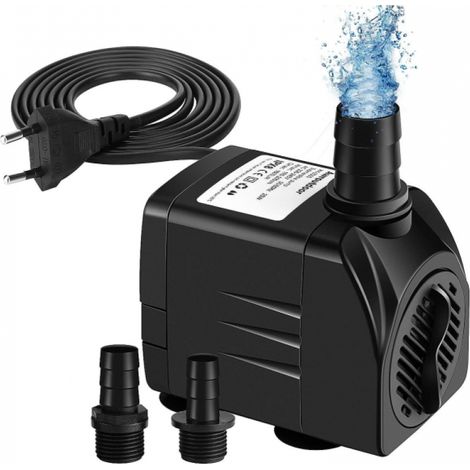 Pompe submersible pour aquarium, 25 W  1500 l/h, réglable pour bassin, fontaine et aquarium, avec 2 buses et cordon d'alimentation de 1,5 m (bruit  20 30 dB).