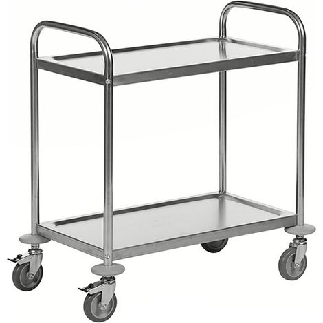 Desserte inox 2 plateaux (Lxl) : 710x400mm - Plateaux (Lxl): 685x380mm - Charge max 100kg - KM60350 (1/5)