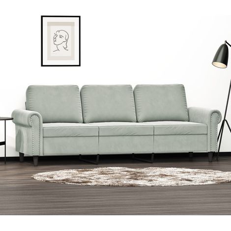 3-Sitzer-Sofa Hellgrau 180 cm Samt vidaXL (1/7)