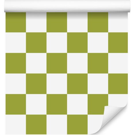 Schachbretttapete in Gelb, Weiß, Creme und Beige für Wohn- und Schlafzimmer, 50 x 1000 cm (1/5)
