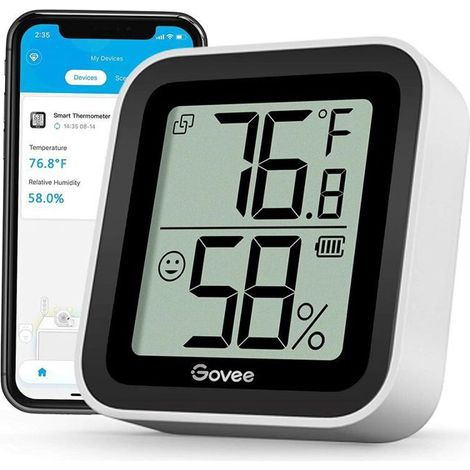 Thermomètre hygromètre Bluetooth - HAWUJ - Capteur sans fil, alerte, stockage 2 ans - Pour serre/cave/chambre (1/4)